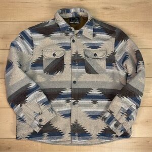 Jachs New York Mens XXL Shacket Blue Gray Southwest Aztec Sherpa Lined Jacket